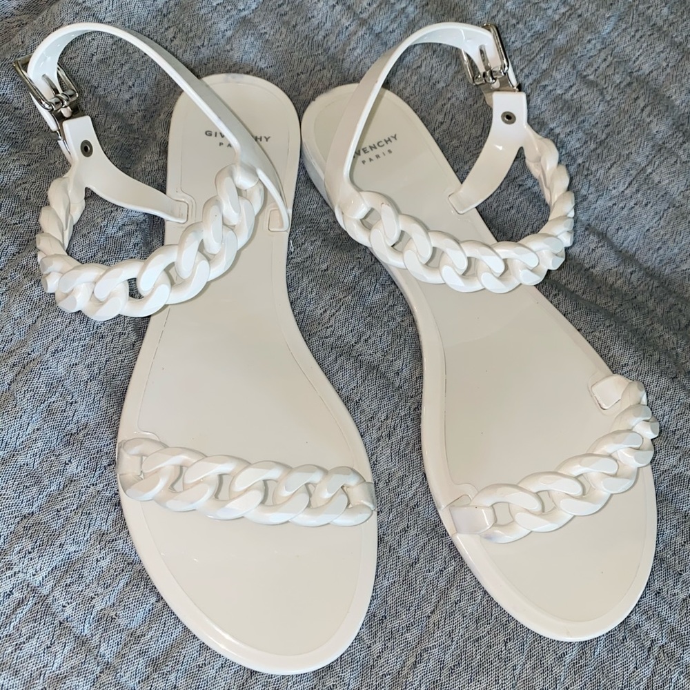 Givenchy White Nea Chain Jelly Sandals Sz 40